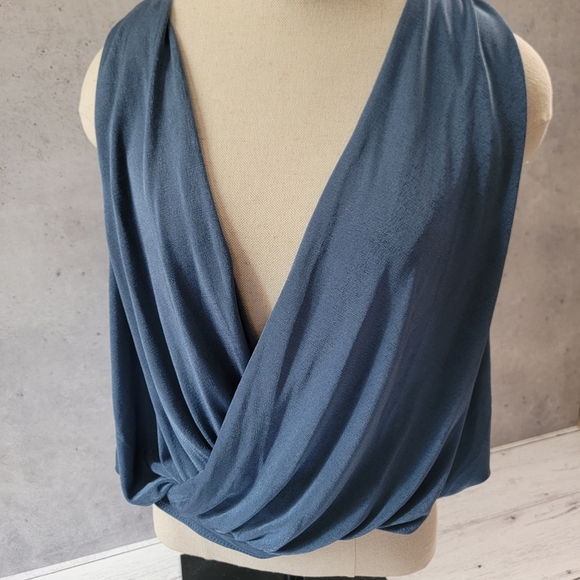 Free People Blue Sleeveless Drape Bodysuit - Picture 1 of 8